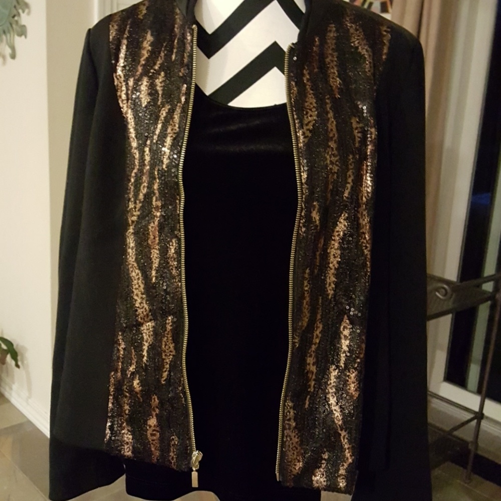 Animal print black jacket